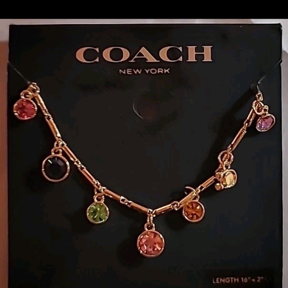 Coach Gold Necklace with Colorful Charms Like New - Picture 2 of 10